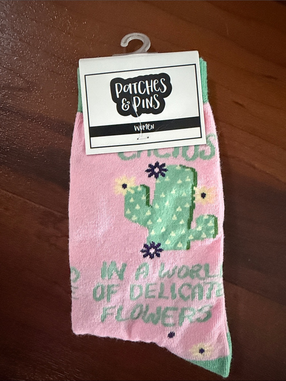 BWT Patches and Pins Women’s Pink Cactus Crew Socks